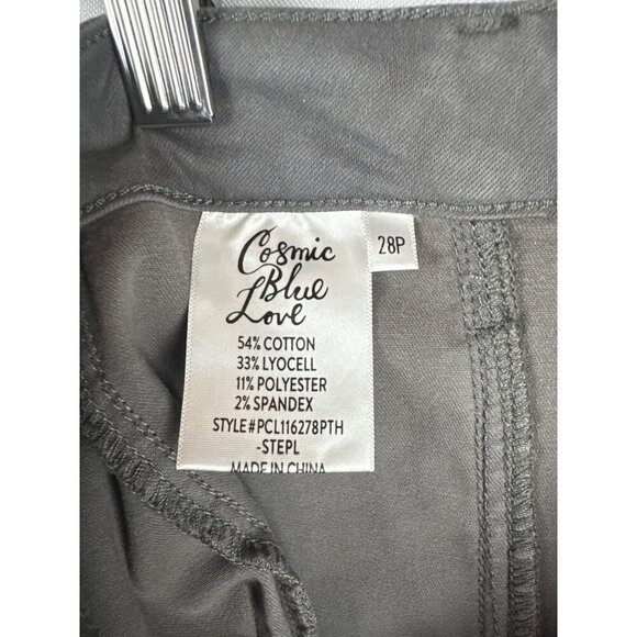 Cosmic Blue Love Gray Cargo Pants Size 28P With Zipper Pockets & Back Pockets - Picture 6 of 6